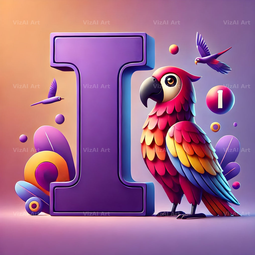 Parrot Paint Purple alphabet letter I