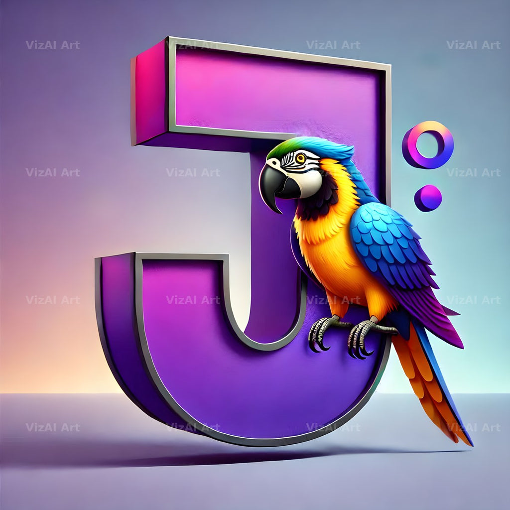 Parrot Paint Purple alphabet letter J