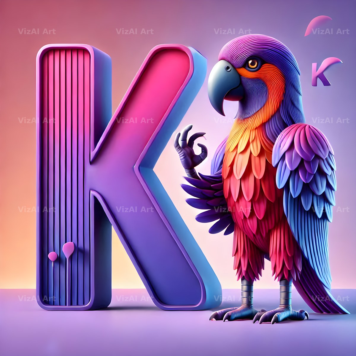 Parrot Paint Purple alphabet letter K