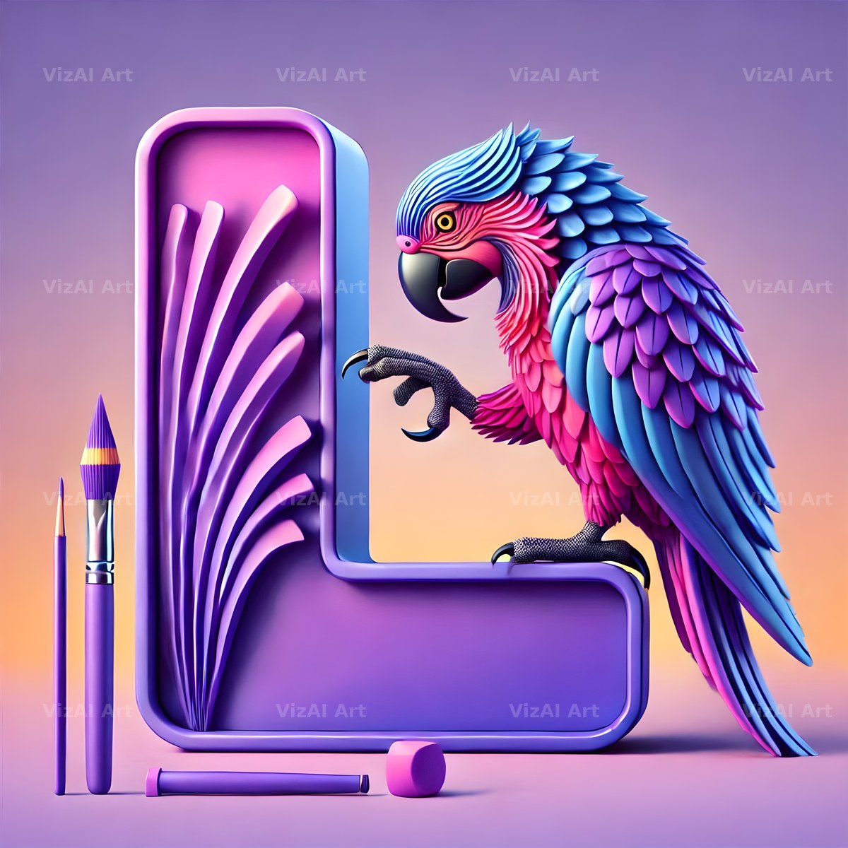Parrot Paint Purple alphabet letter L