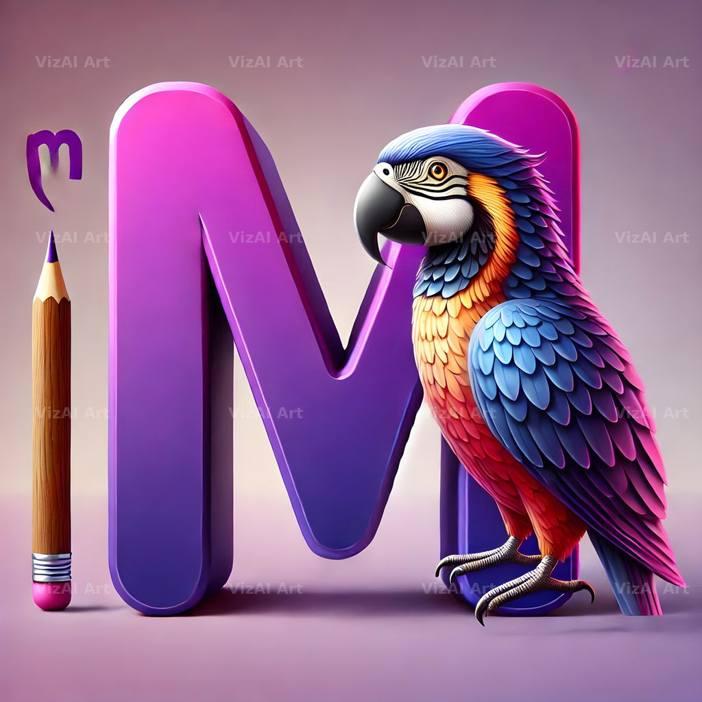 Parrot Paint Purple alphabet letter M