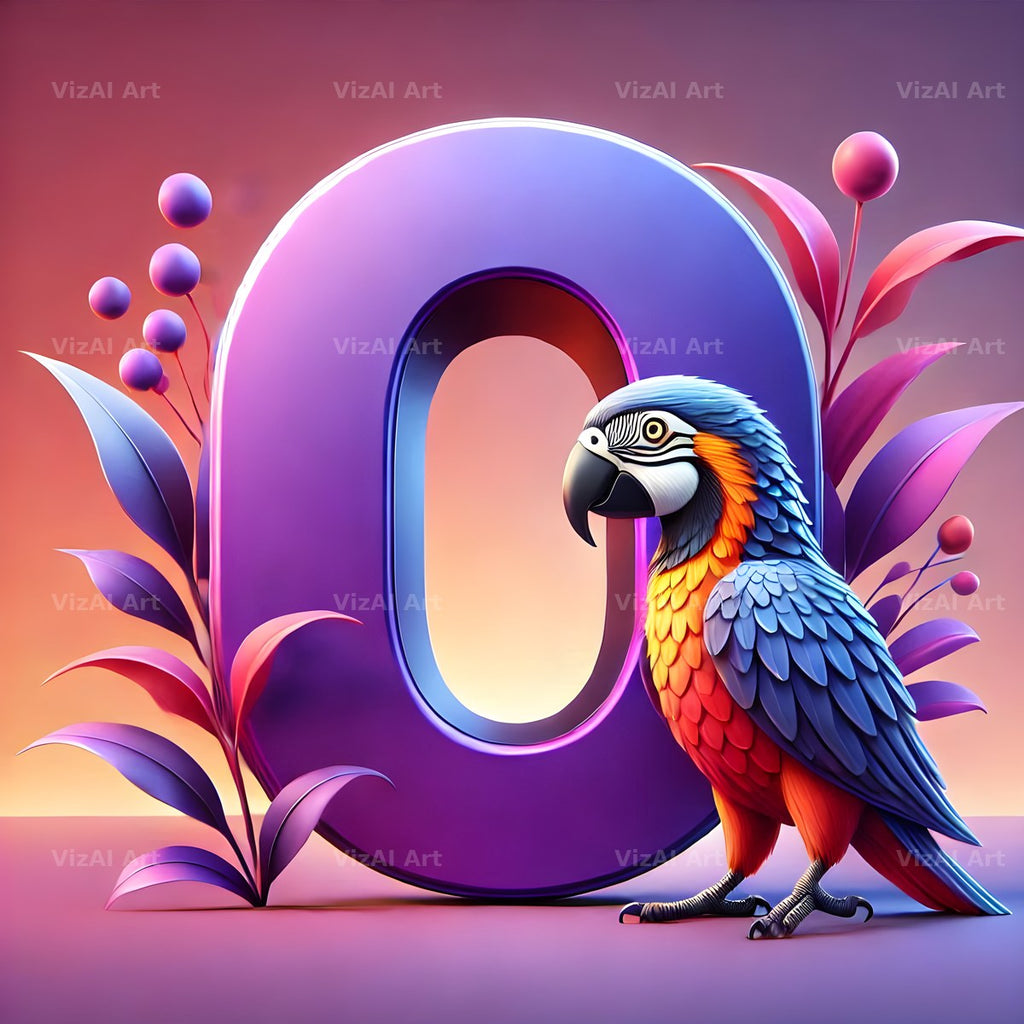 Parrot Paint Purple alphabet letter O