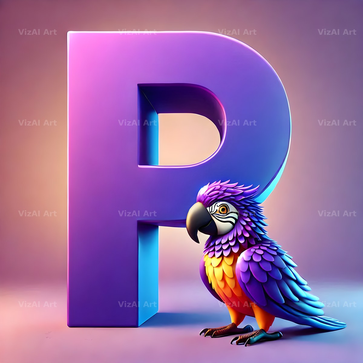 Parrot Paint Purple alphabet letter P