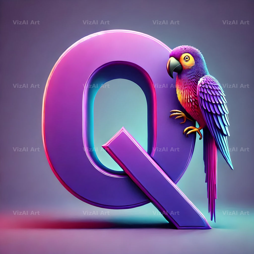 Parrot Paint Purple alphabet letter Q