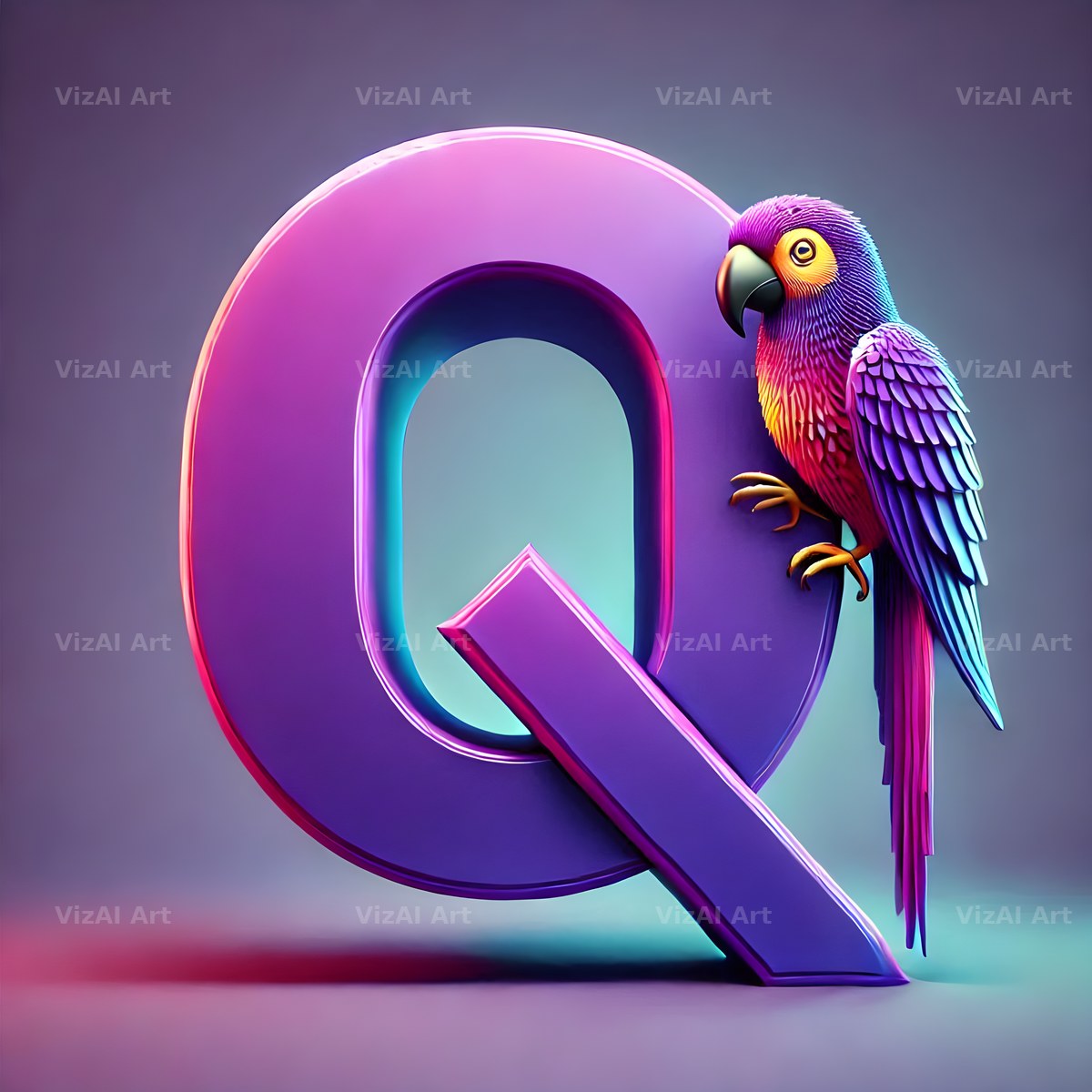 Parrot Paint Purple alphabet letter Q