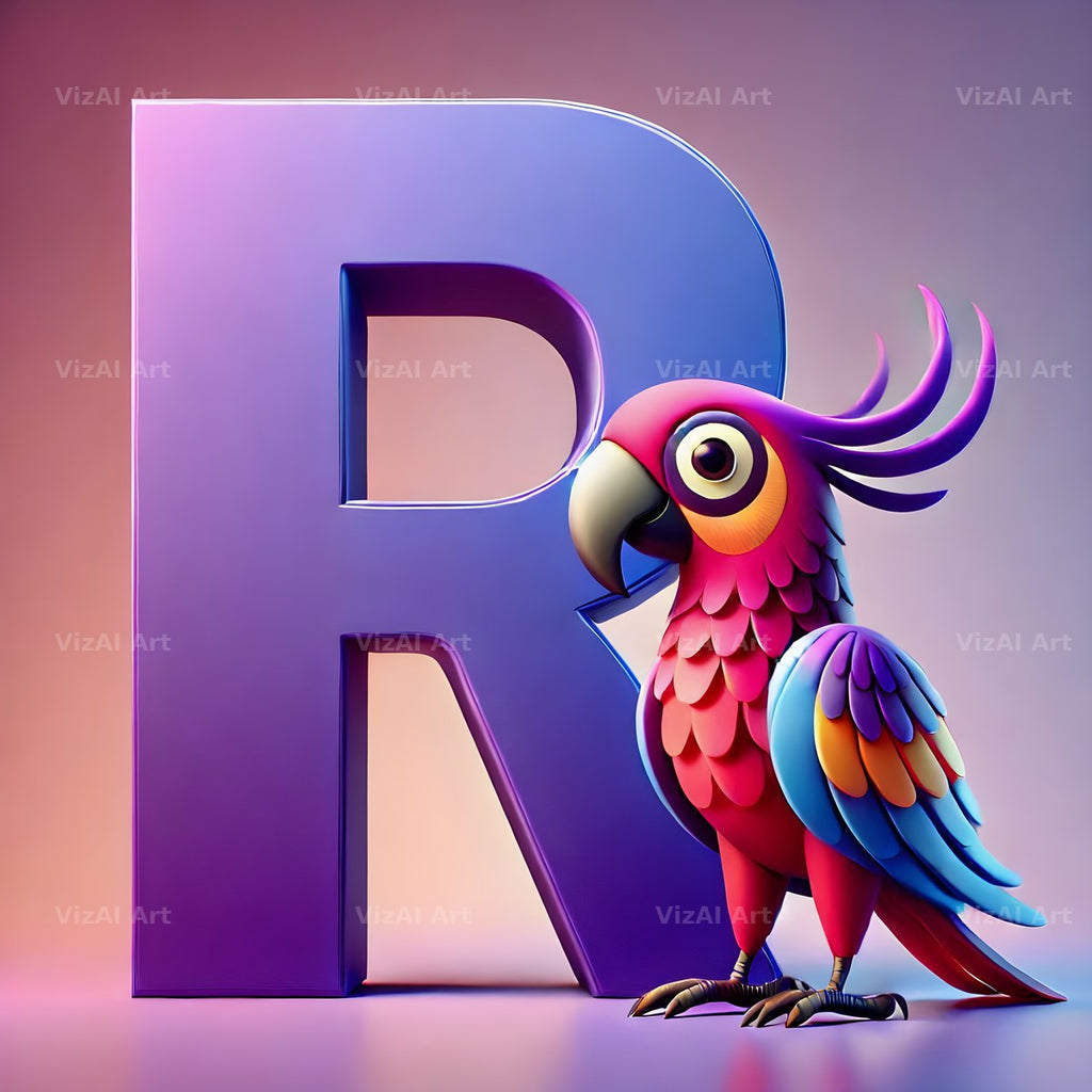 Parrot Paint Purple alphabet letter R