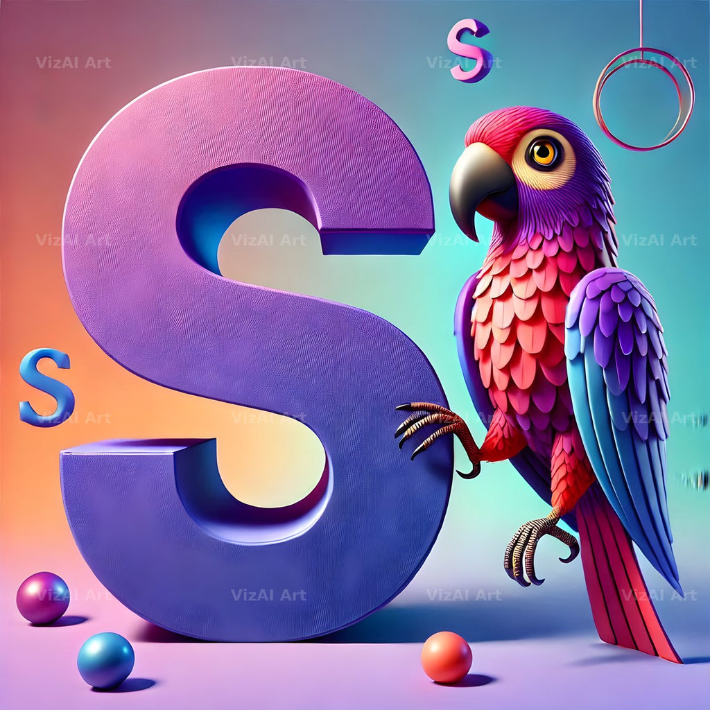 Parrot Paint Purple alphabet letter S