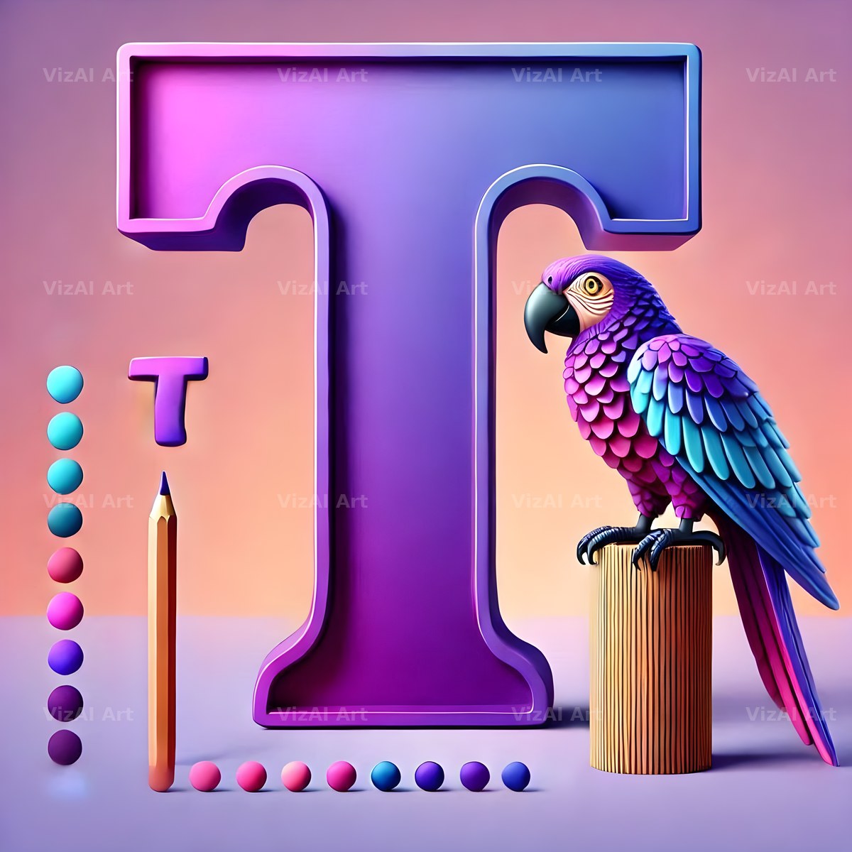 Parrot Paint Purple alphabet letter T