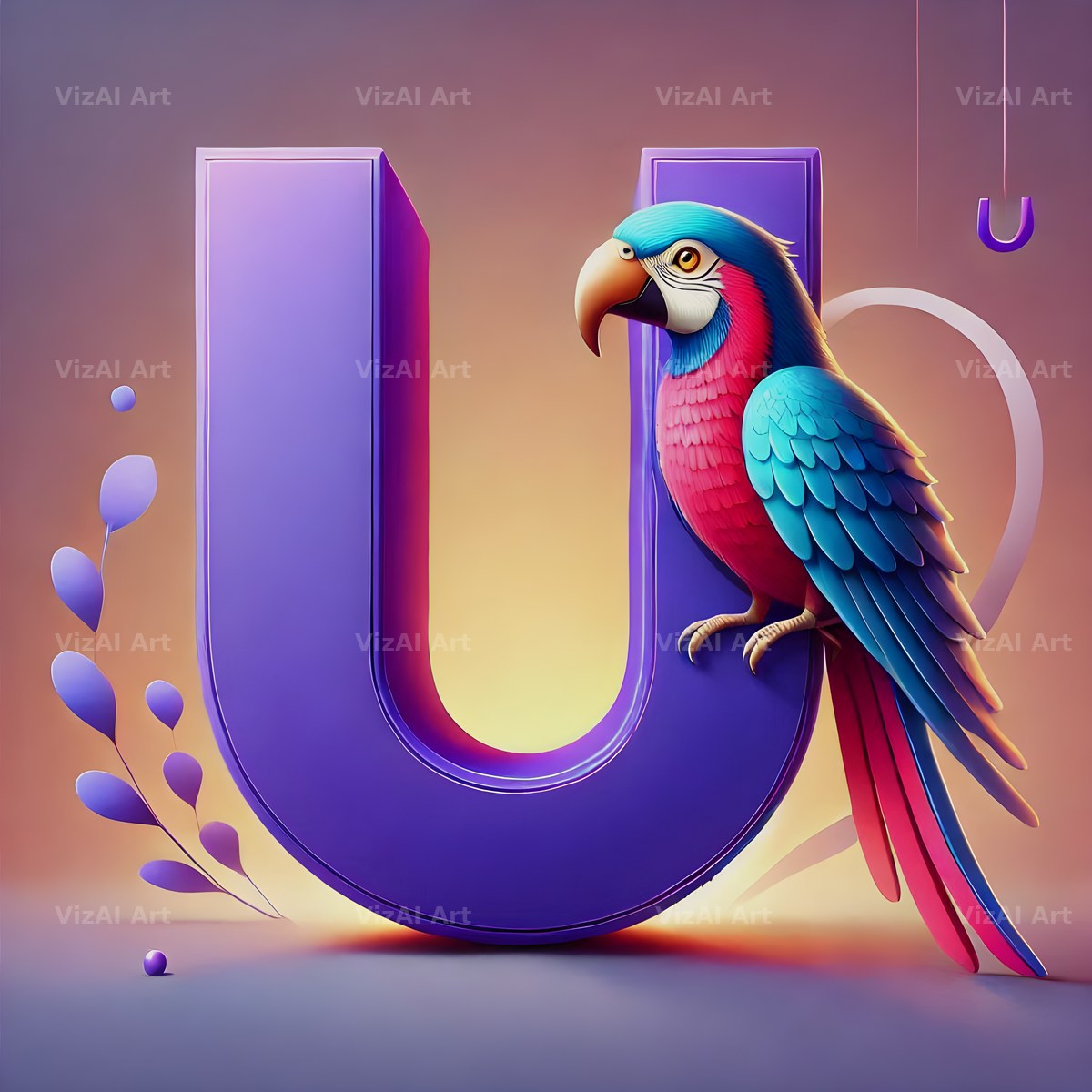 Parrot Paint Purple alphabet letter U