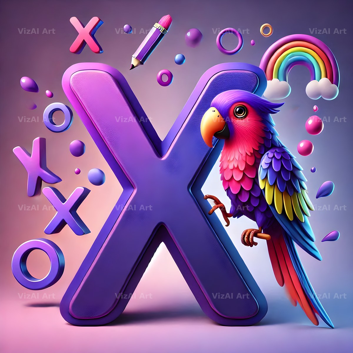 Parrot Paint Purple alphabet letter X