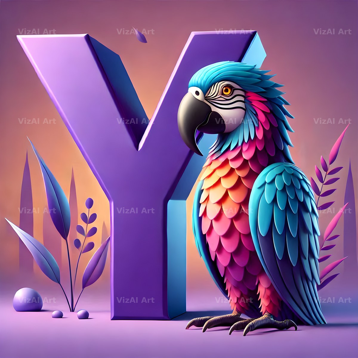 Parrot Paint Purple alphabet letter Y