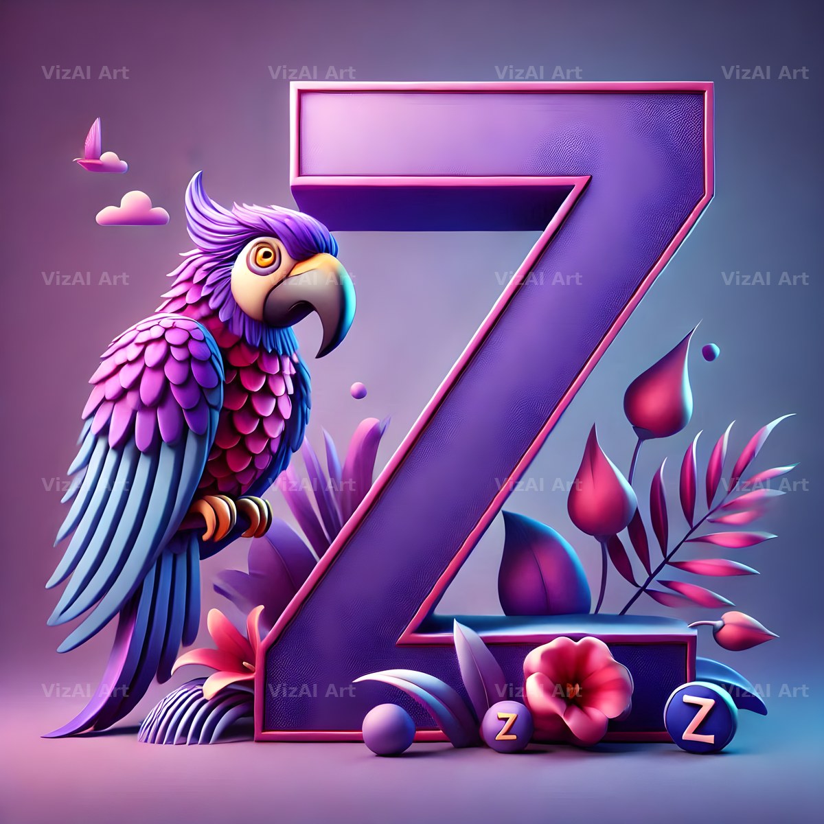 Parrot Paint Purple alphabet letter Z