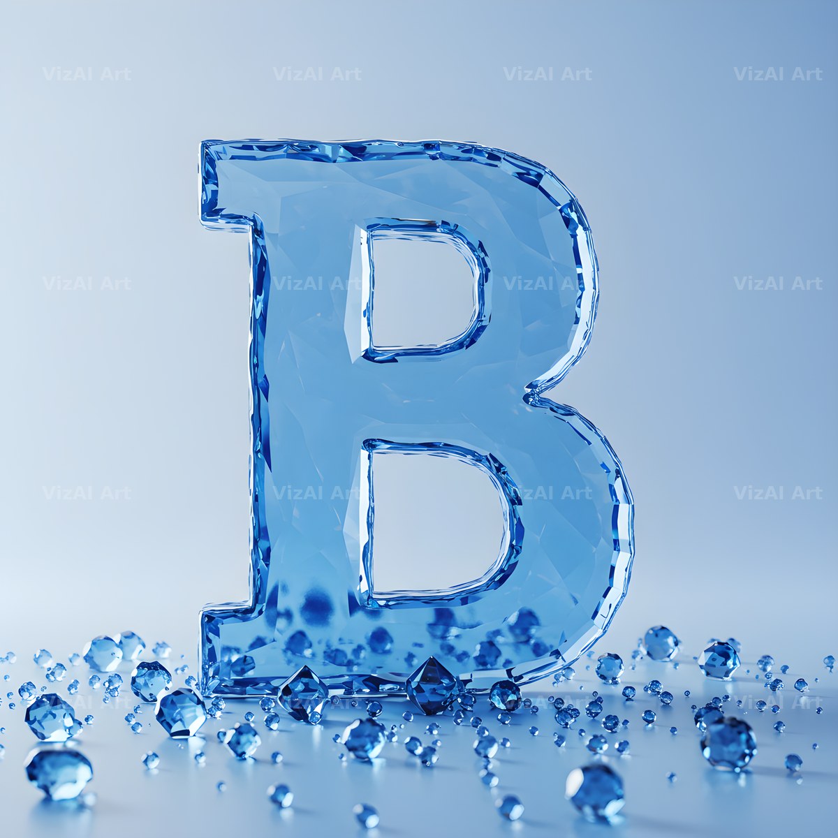 Azure Ice Crystal alphabet letter B