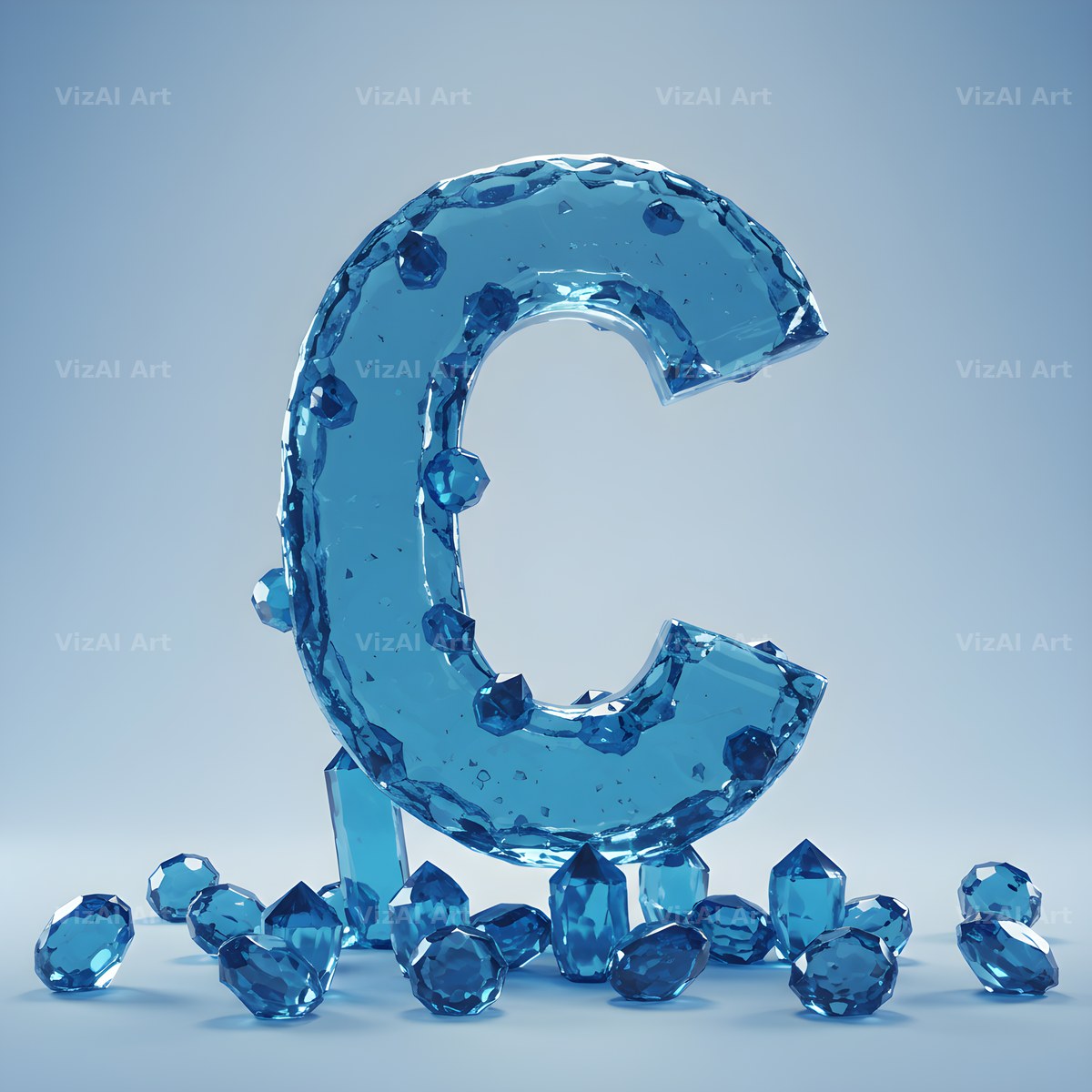 Azure Ice Crystal alphabet letter C