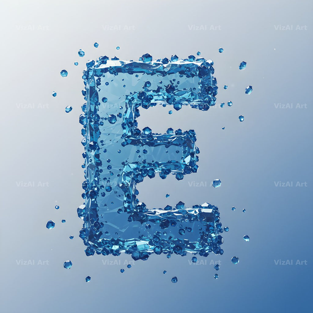Azure Ice Crystal alphabet letter E