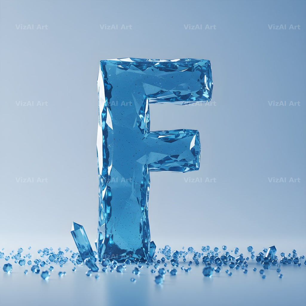 Azure Ice Crystal alphabet letter F