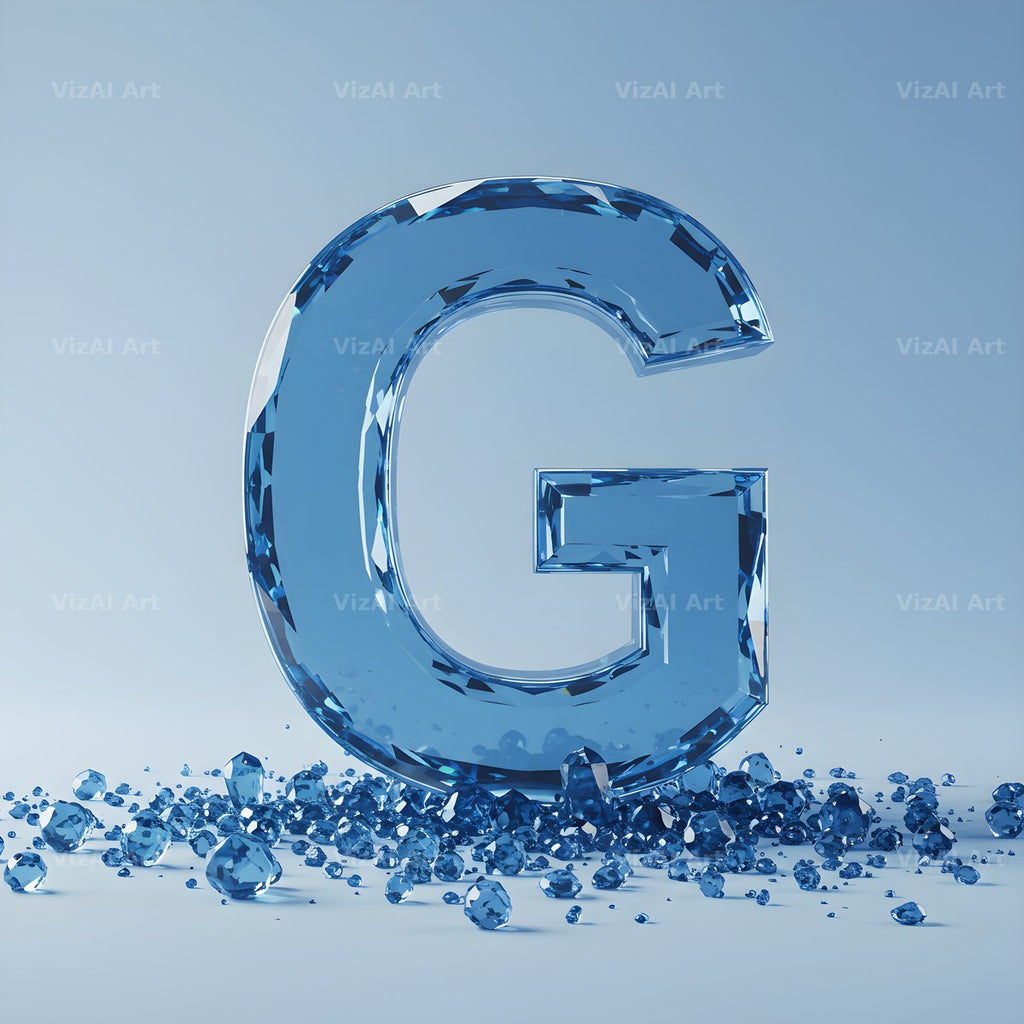 Azure Ice Crystal alphabet letter G