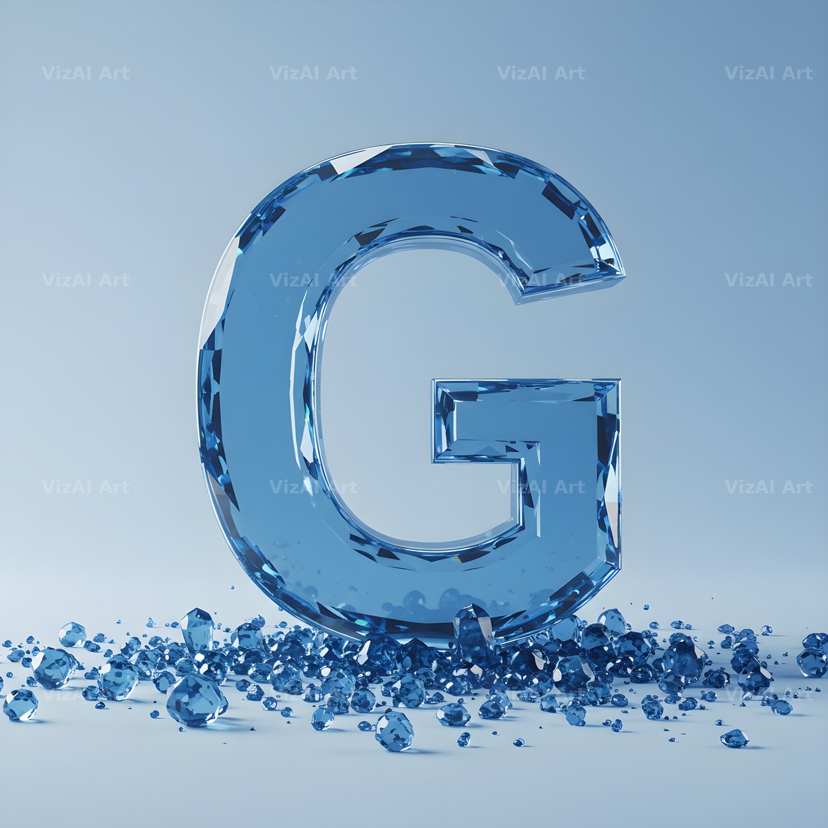 Azure Ice Crystal alphabet letter G