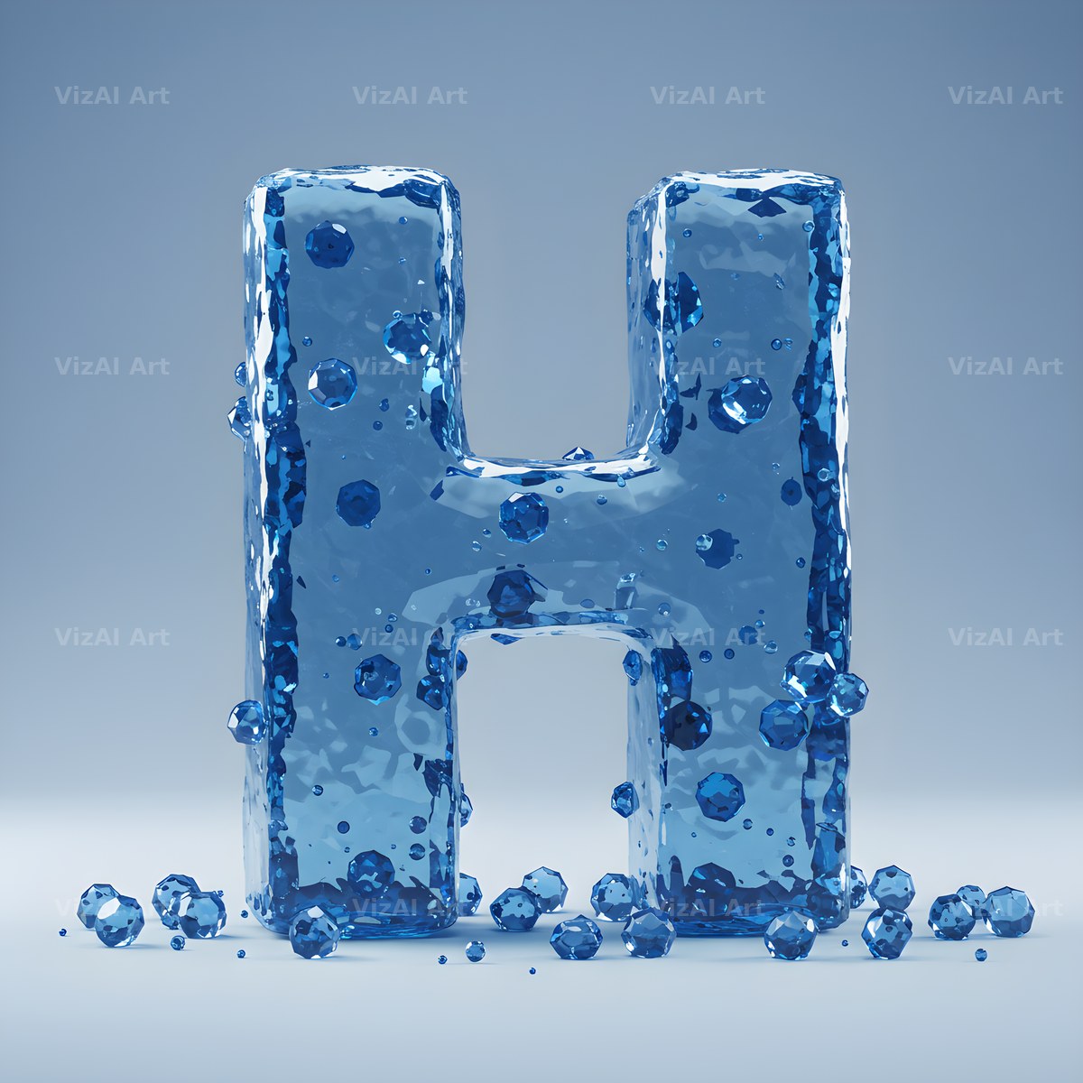 Azure Ice Crystal alphabet letter H