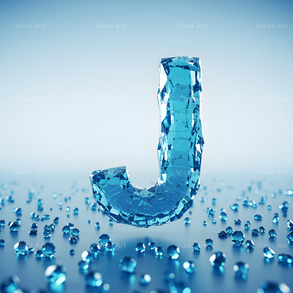 Azure Ice Crystal alphabet letter J