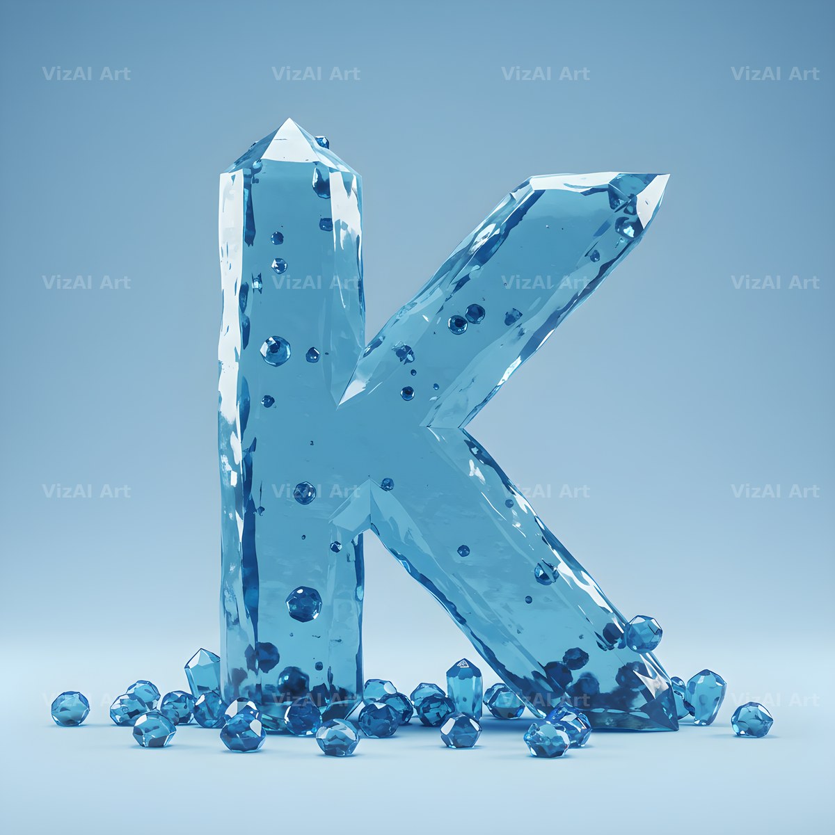 Azure Ice Crystal alphabet letter K