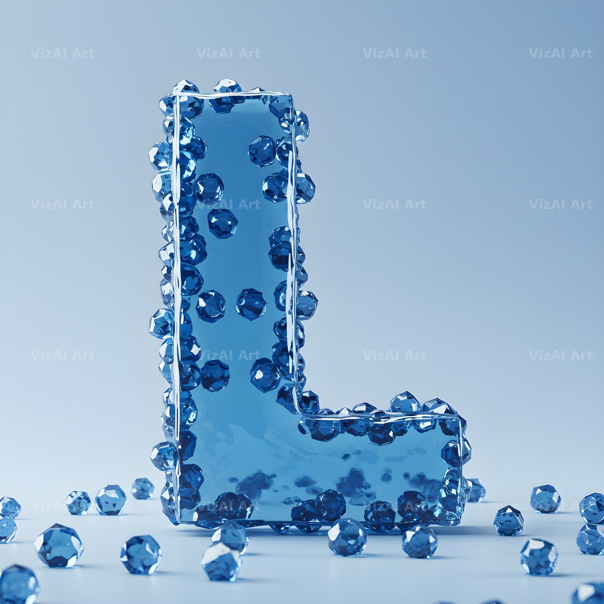 Azure Ice Crystal alphabet letter L