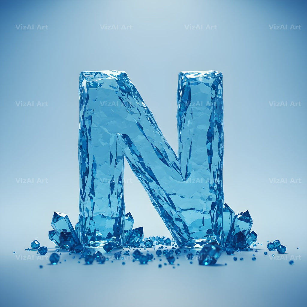 Azure Ice Crystal alphabet letter N