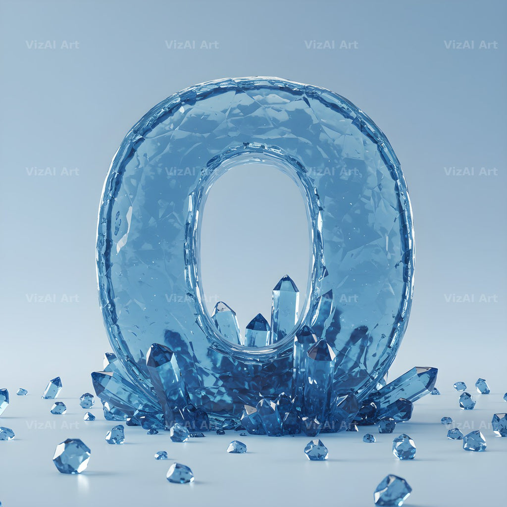 Azure Ice Crystal alphabet letter O