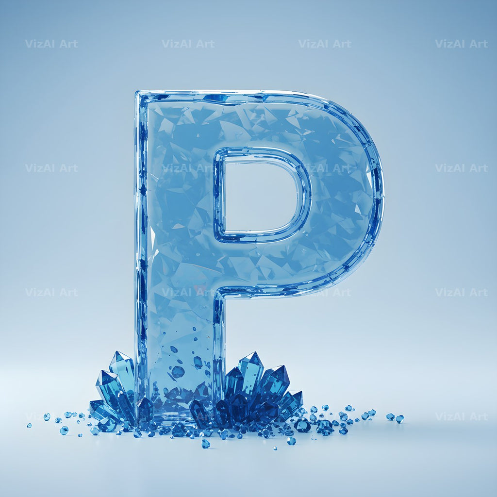 Azure Ice Crystal alphabet letter P