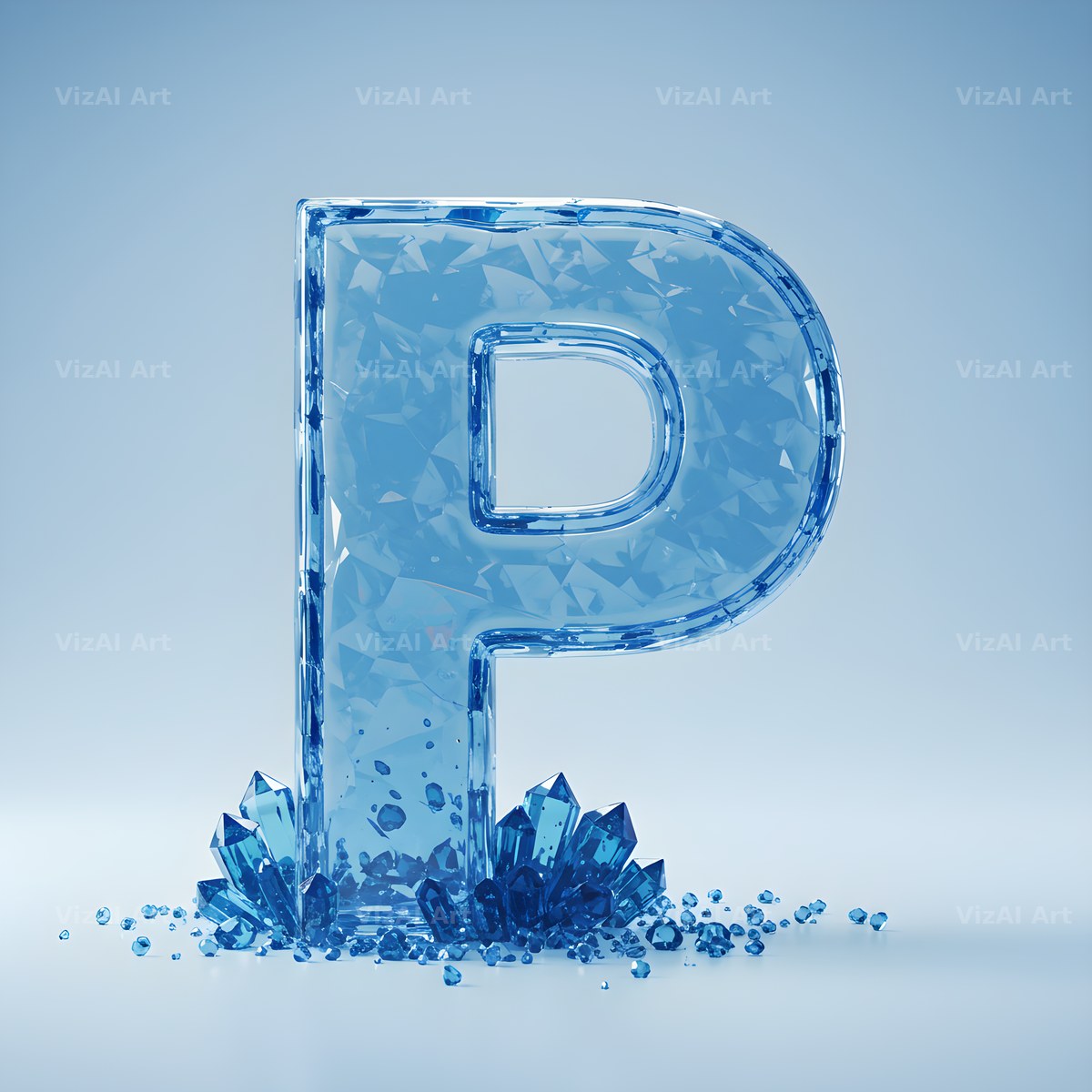 Azure Ice Crystal alphabet letter P
