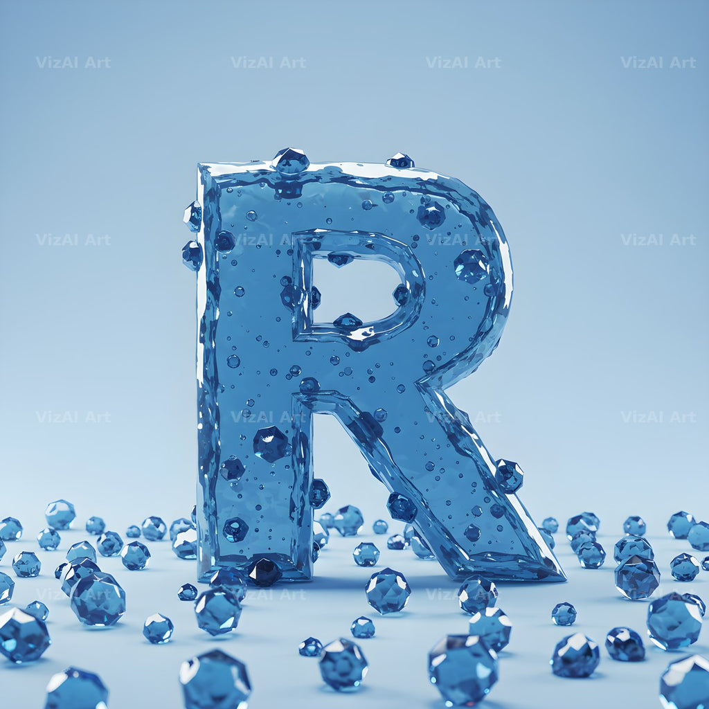 Azure Ice Crystal alphabet letter R