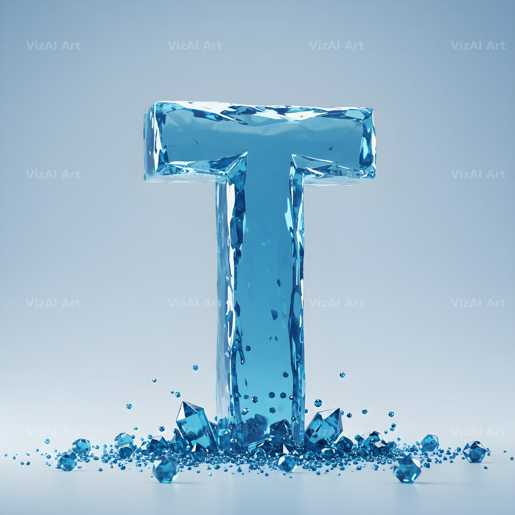 Azure Ice Crystal alphabet letter T