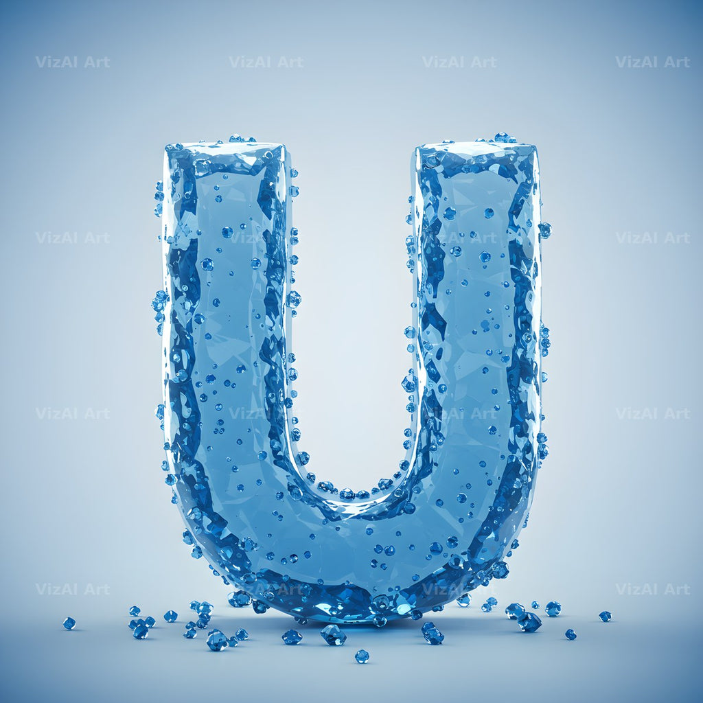 Azure Ice Crystal alphabet letter U