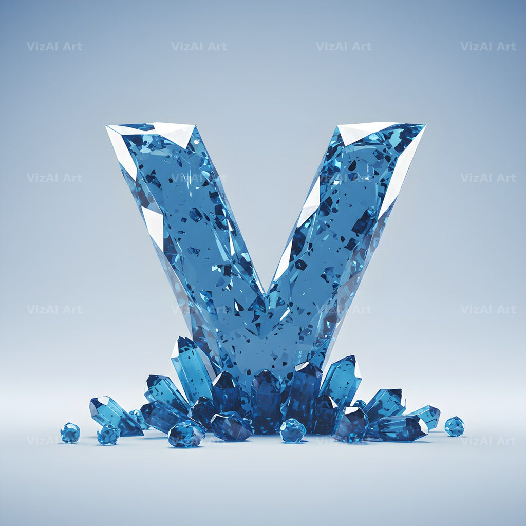Azure Ice Crystal alphabet letter V
