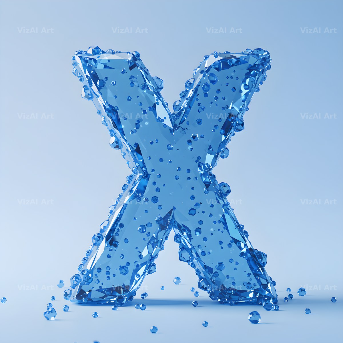 Azure Ice Crystal alphabet letter X