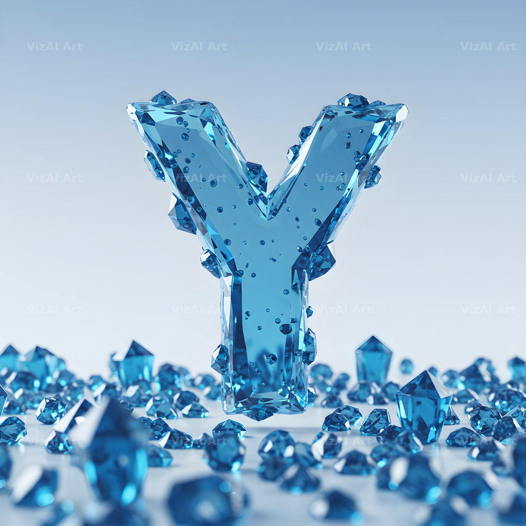 Azure Ice Crystal alphabet letter Y