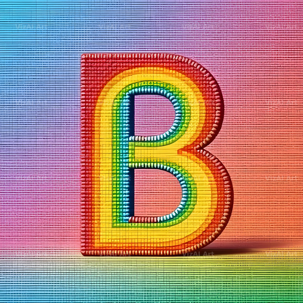 Rainbow Knit Textile alphabet letter B