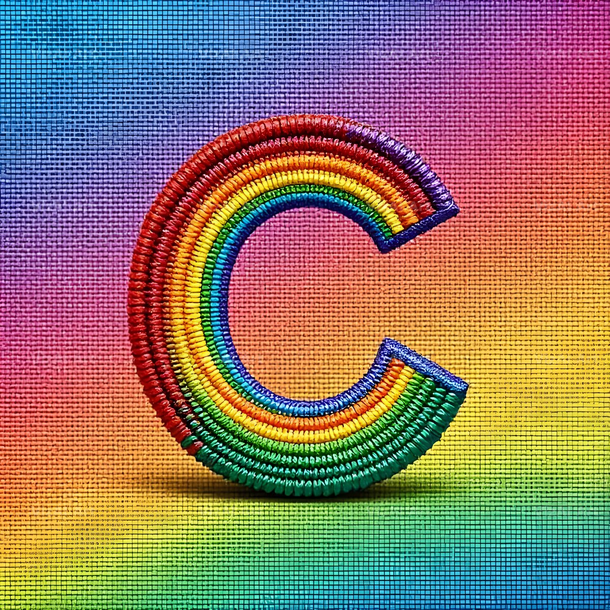 Rainbow Knit Textile alphabet letter C