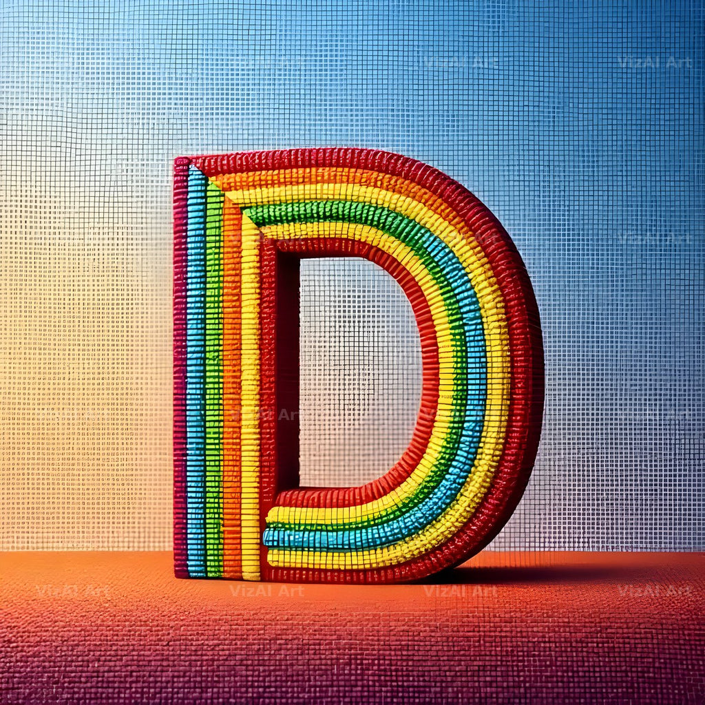 Rainbow Knit Textile alphabet letter D