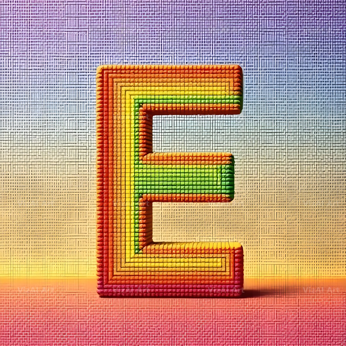 Rainbow Knit Textile alphabet letter E