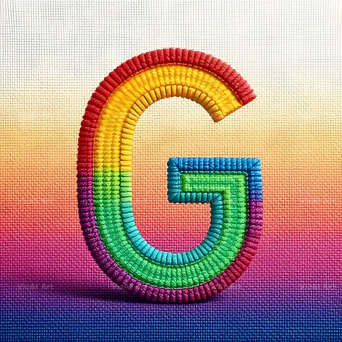 Rainbow Knit Textile alphabet letter G
