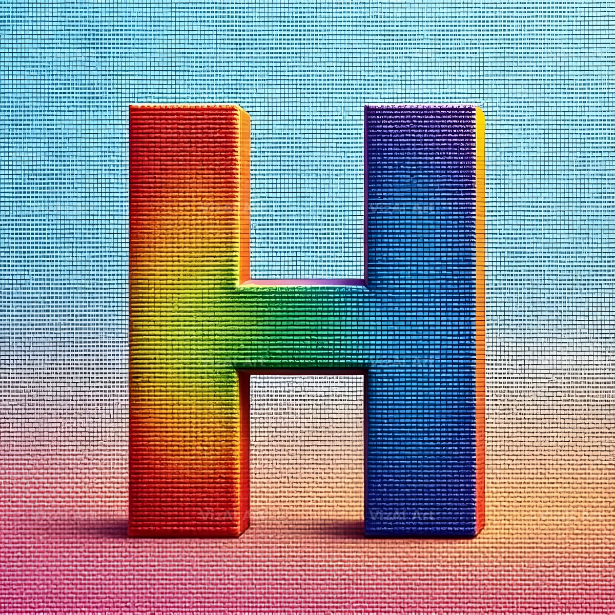 Rainbow Knit Textile alphabet letter H