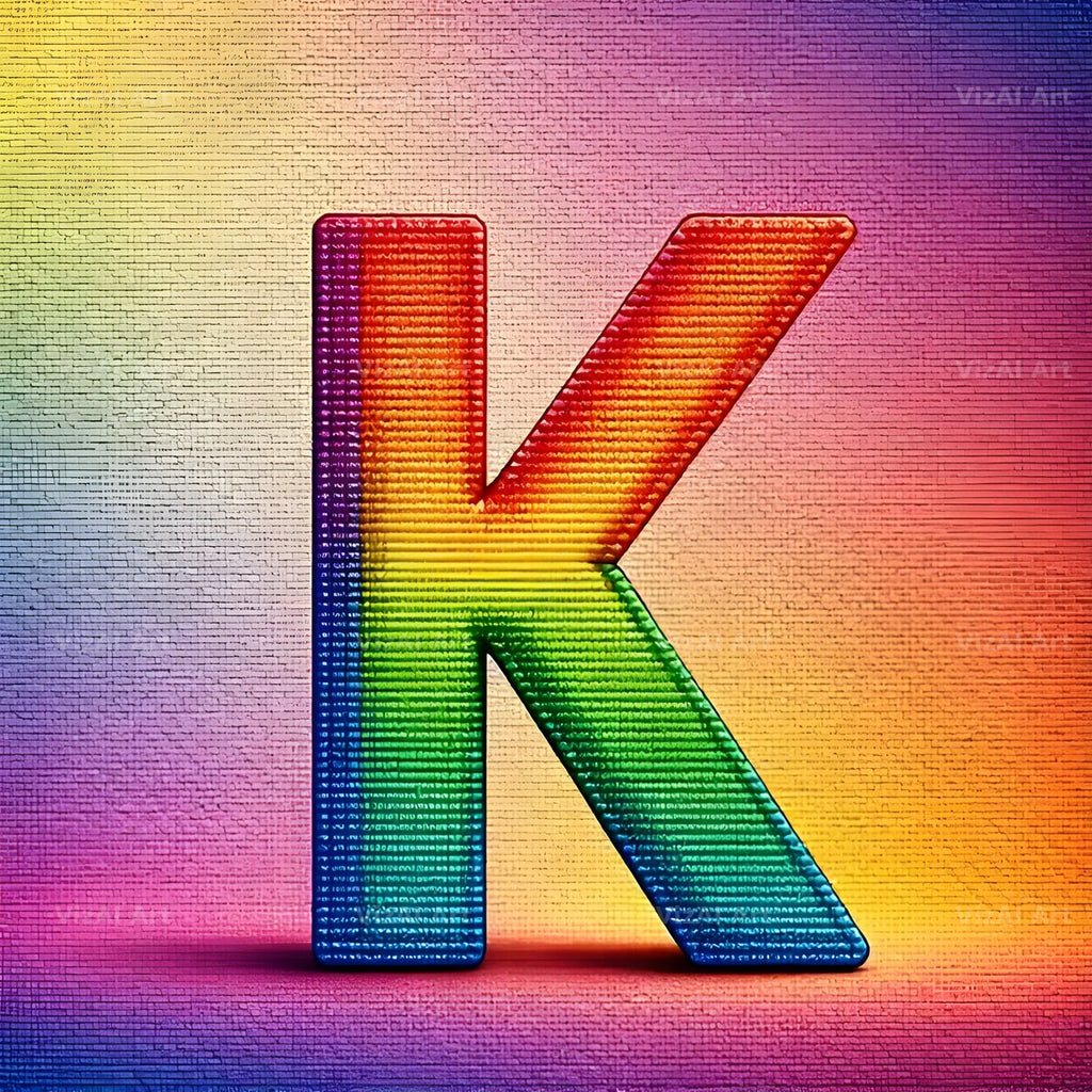 Rainbow Knit Textile alphabet letter K