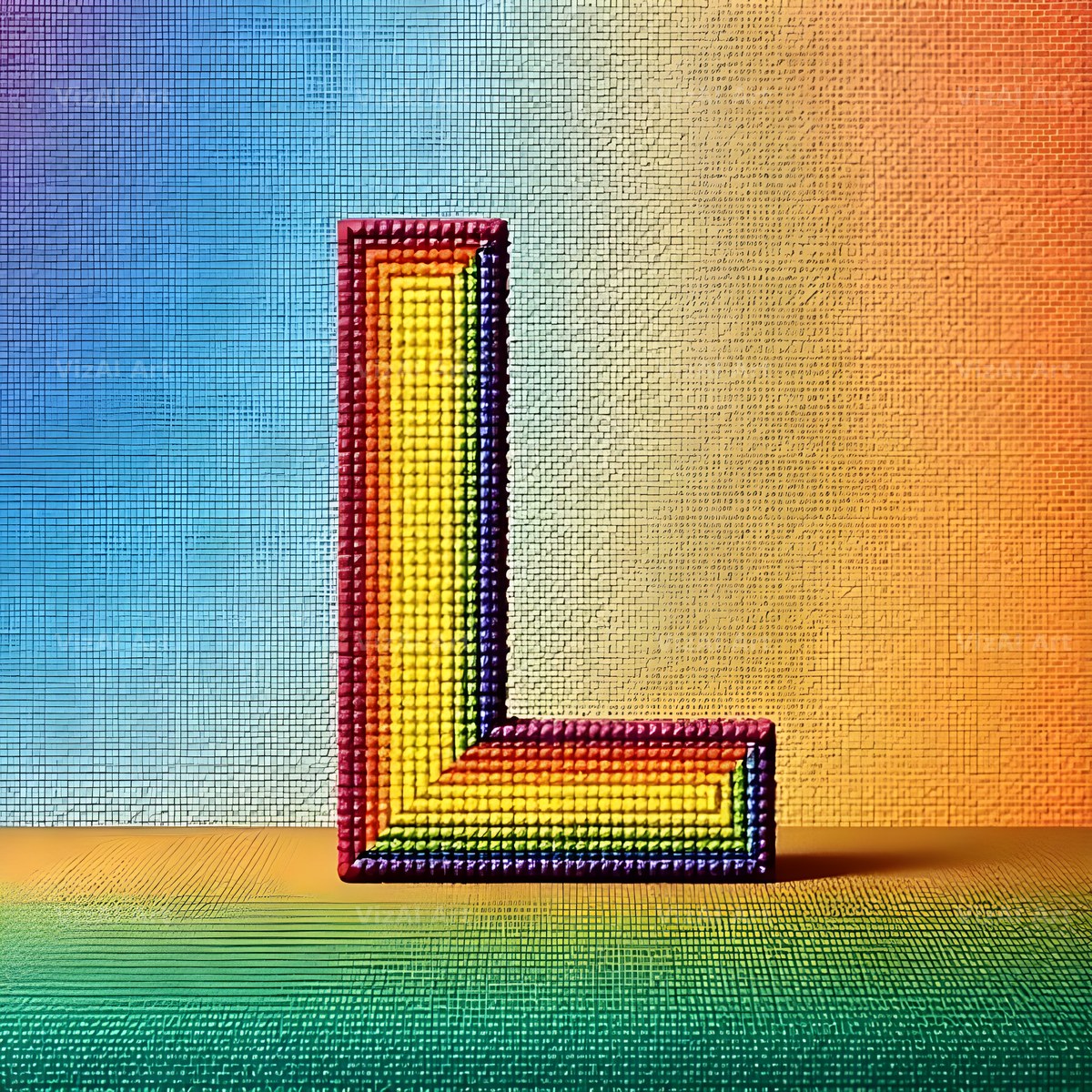 Rainbow Knit Textile alphabet letter L