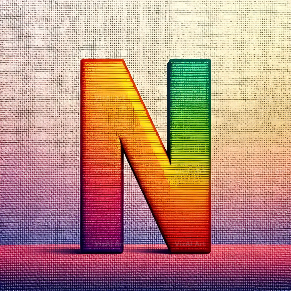 Rainbow Knit Textile alphabet letter N