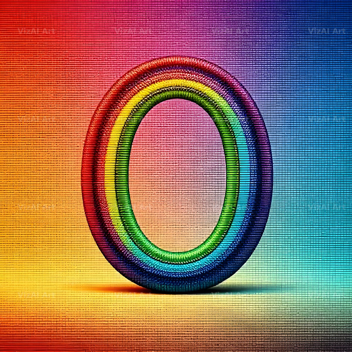 Rainbow Knit Textile alphabet letter O