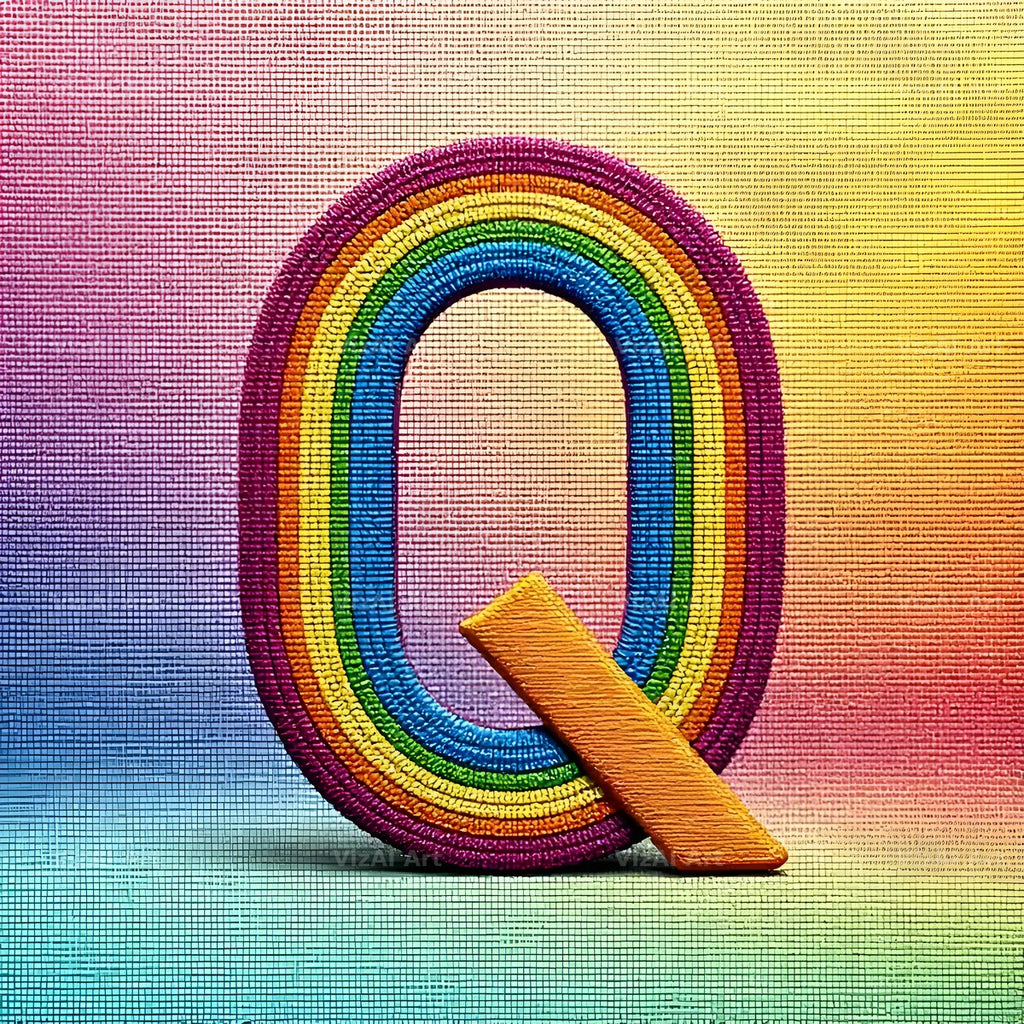 Rainbow Knit Textile alphabet letter Q