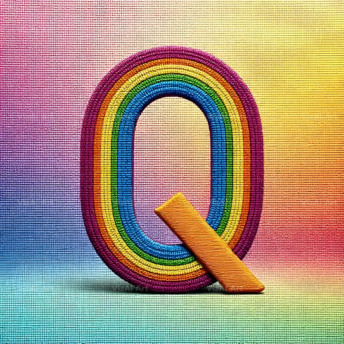 Rainbow Knit Textile alphabet letter Q