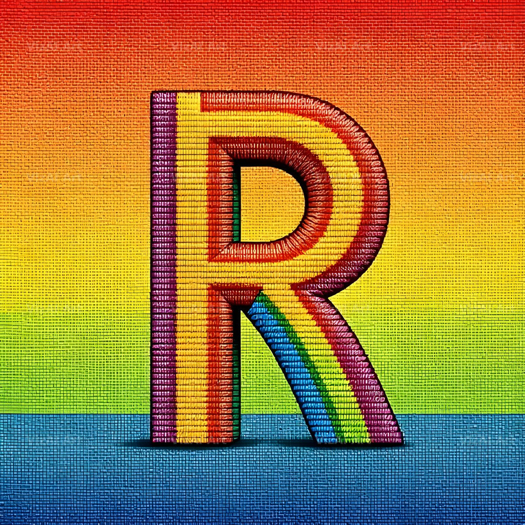 Rainbow Knit Textile alphabet letter R