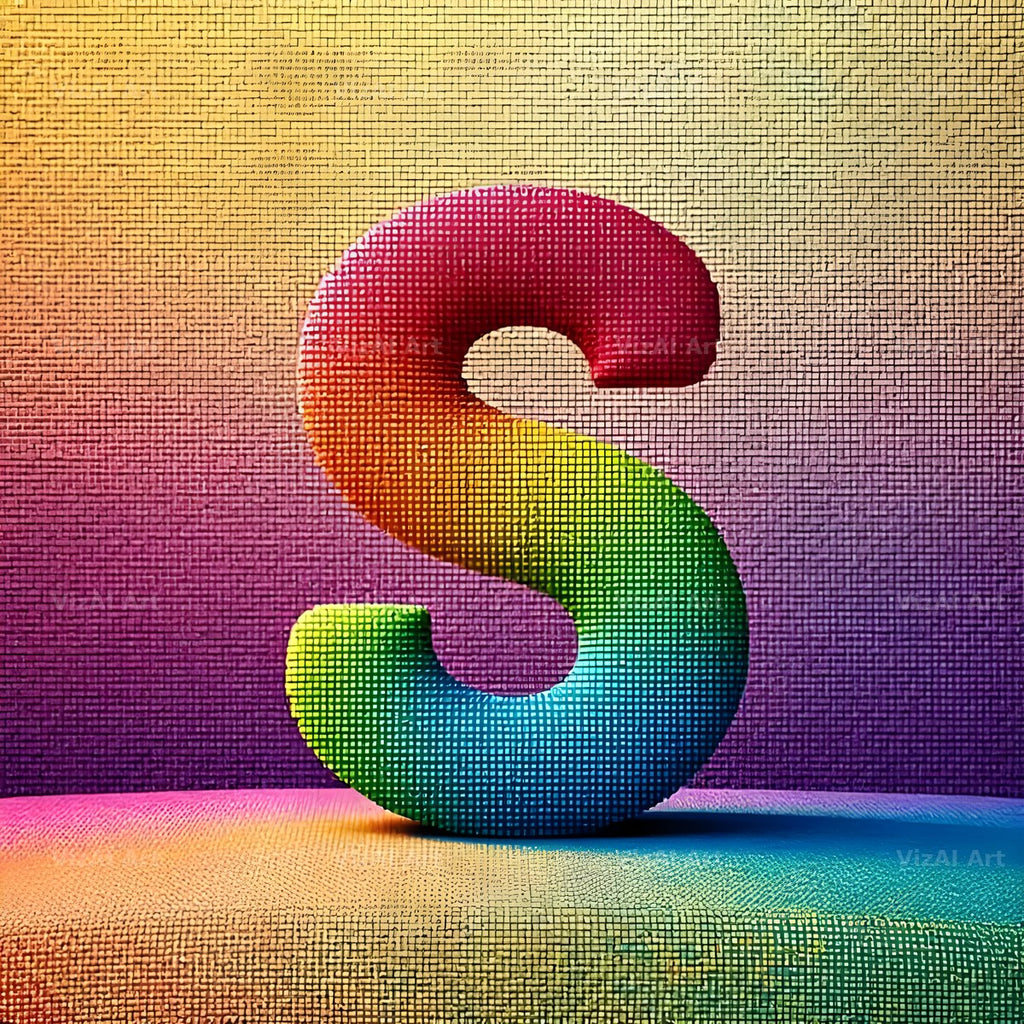 Rainbow Knit Textile alphabet letter S